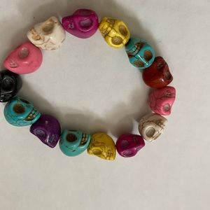 Colorful bracelet elastic  skull beads